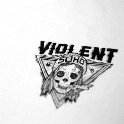 Violent Soho Blazin' Skull Tee (White) -Cap Shop 24HMOCK VS Blazin skull tee white DETAIL