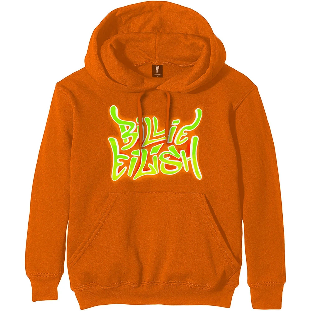 Billie Eilish Airbrush Flames Hoodie (Orange) 3 Billie Eilish Airbrush Flames Hoodie (Orange)