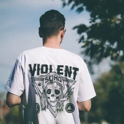 Violent Soho Blazin' Skull Tee (White) -Cap Shop IMG 5614 800