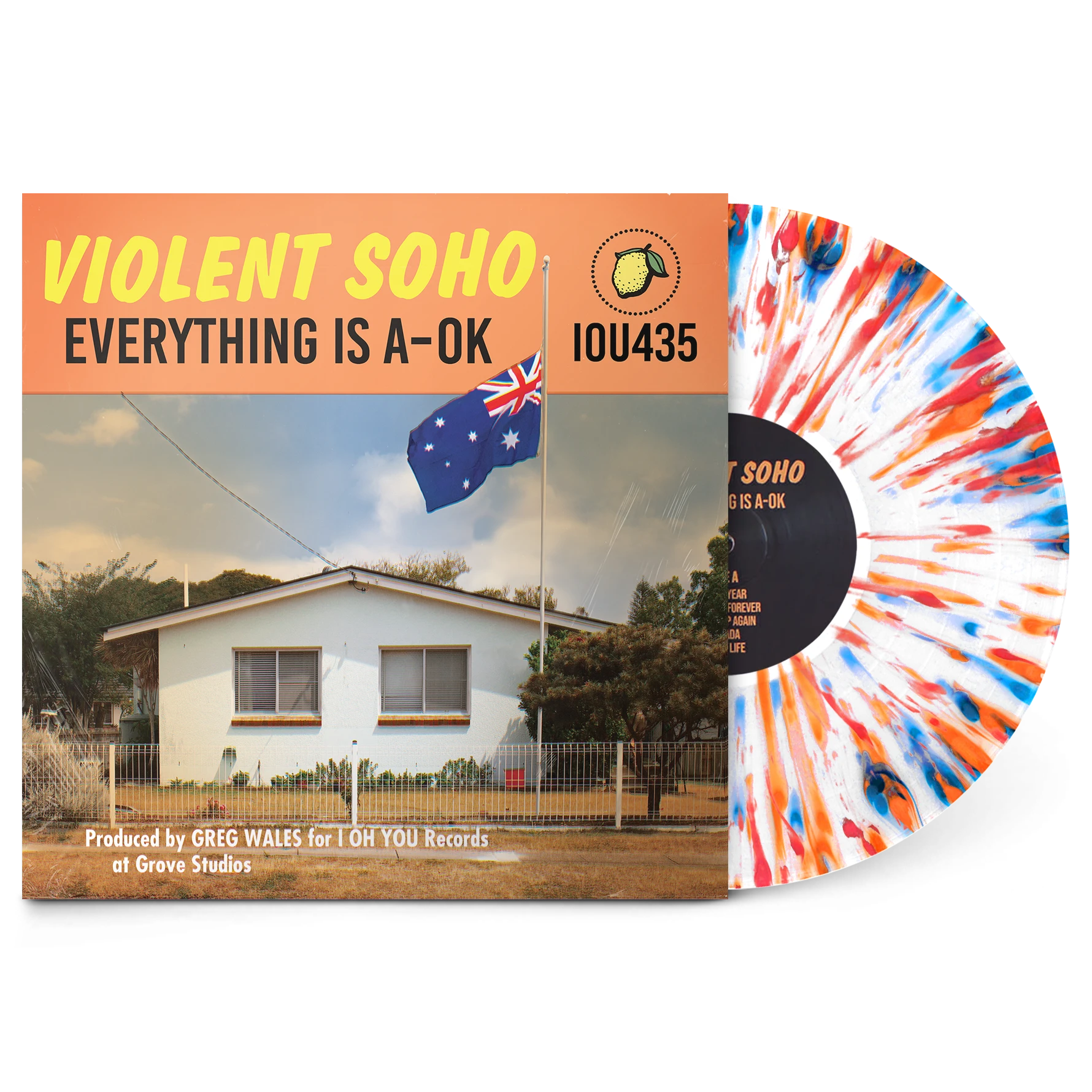 Everything Is A-OK 12" Vinyl (White w/ Red, Blue and Orange Splatter) Violent Soho Everything Is A-OK 12" Vinyl (White W/ Red, Blue And Orange Splatter) -Cap Shop ViolentSoho A OKRepress RedOrangeBlueSplatter IOU527