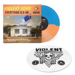 Violent Soho Everything Is A-OK Vinyl + Blazin' Skull Slipmat 9 Violent Soho Everything Is A-OK Vinyl + Blazin' Skull Slipmat -Cap Shop ViolentSoho A OKRepress SlipmatBundle OrangeBlueHalf Half IOU526
