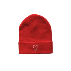 Frank Iero Barbed Wire Heart Embroidered Beanie (Red)